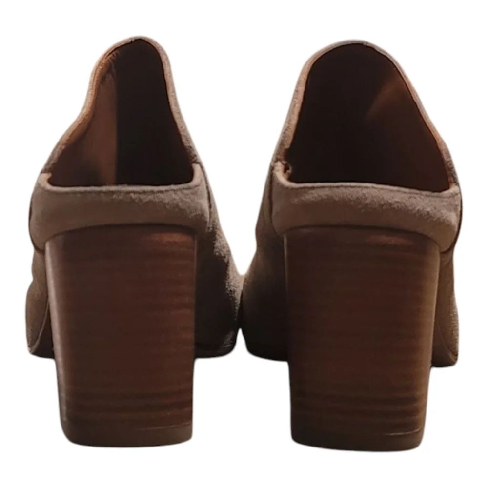 Aquatalia Elisabetta Slip-on Suede Block Heel Mule Booties - 10.5 - Tan
